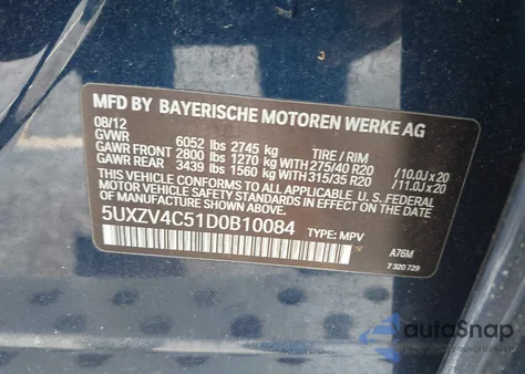 2013 BMW X5 xDrive35I/xDrive35I Premium/xDrive35I Sport Activity из США, поврежденный, VIN 5UXZV4C51D0B10084